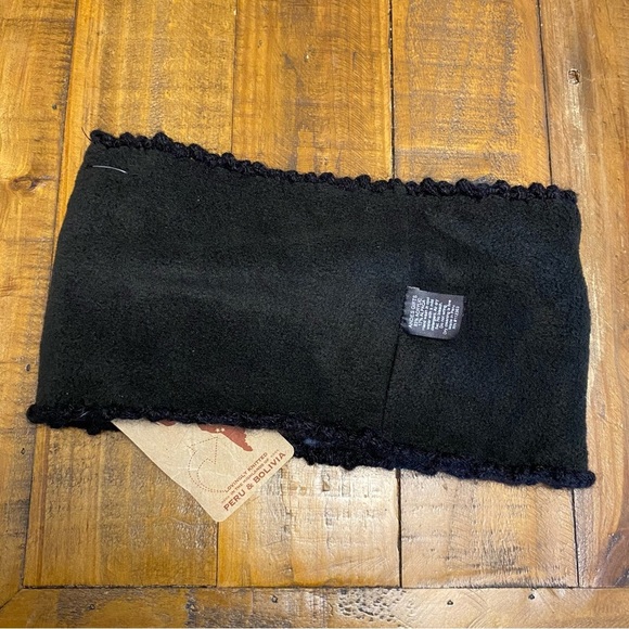 NWT Andes Gifts Alpaca Blend Floral Ear Warmer Headband Flowers Black Blue Knit - Picture 5 of 8